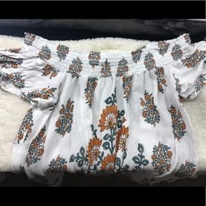 Off the shoulder floral shirt